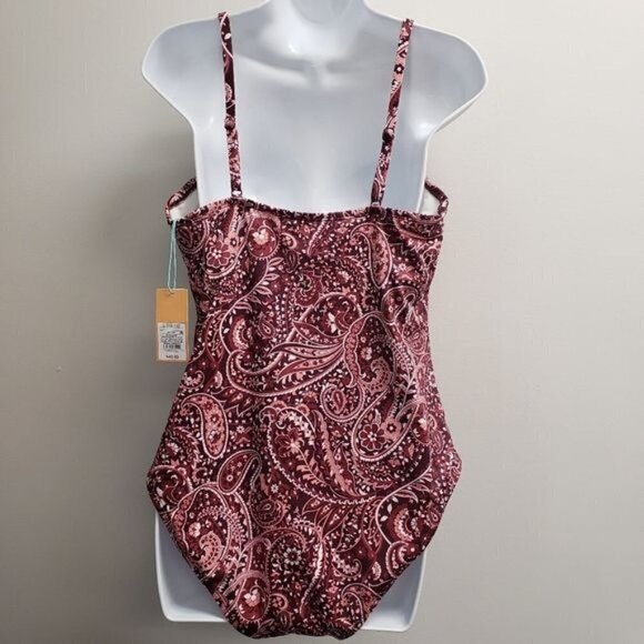Kona Sol Paisley Print One Piece Swimsuit Size Large 12-14 - Picture 2 of 12